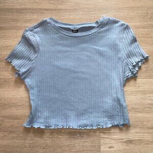 LIGHT BLUE CROP TOP w/ ruffles